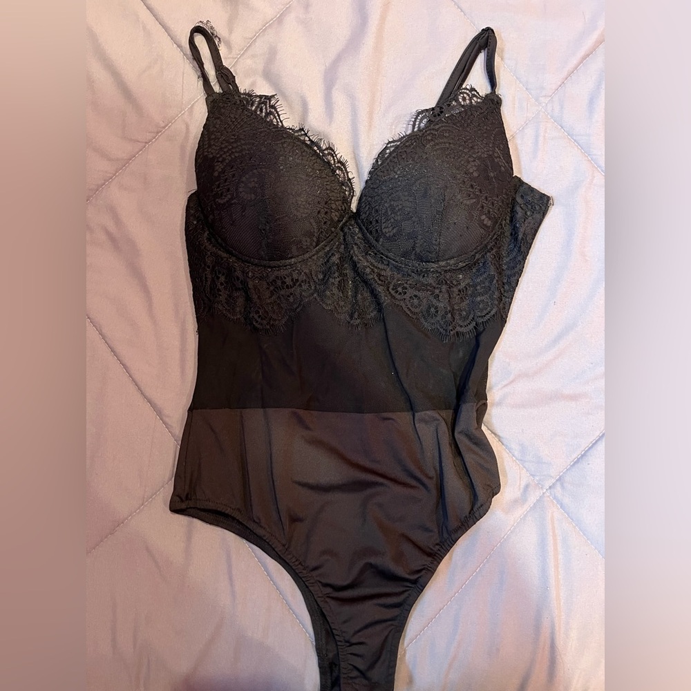 Elegant Black Lace Bodysuit